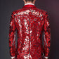 Men's Unique Mirrored Geometric Patchwork Magenta Prom Suit