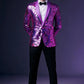 Men's Unique Mirrored Geometric Patchwork Purple Prom Suit