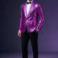 Men's Unique Mirrored Geometric Patchwork Purple Prom Suit