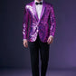 Men's Unique Mirrored Geometric Patchwork Purple Prom Suit