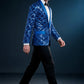 Men's Shimmering Argyle Pattern Blue Tuxedo Jacket