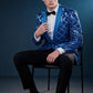 Men's Shimmering Argyle Pattern Blue Tuxedo Jacket