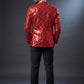 Men's Shimmering Argyle Pattern Red Dinner Jacket