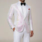 Men's Sequin Pink Geometric Mosaic White Tuxedo