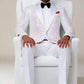 Men's Sequin Pink Geometric Mosaic White Tuxedo