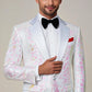 Men's Sequin Pink Geometric Mosaic White Tuxedo