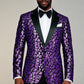 Men's Sequin Geometric Mosaic Dark Purple Tuxedo