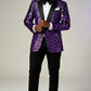 Men's Sequin Geometric Mosaic Dark Purple Tuxedo