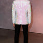 Men's One-Button Sequin Square Pink Tuxedo