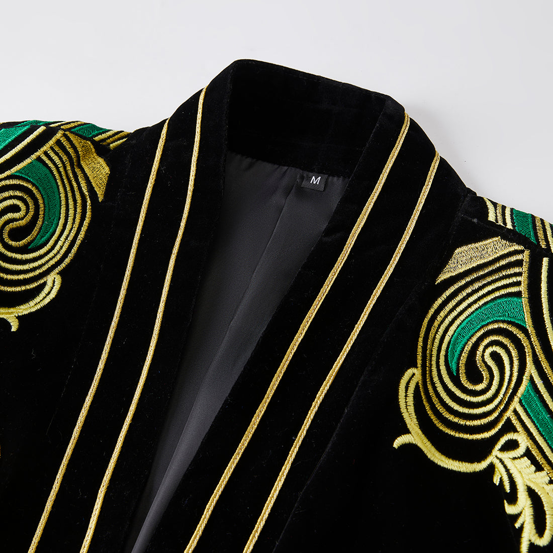 black embroidered tuxedo details