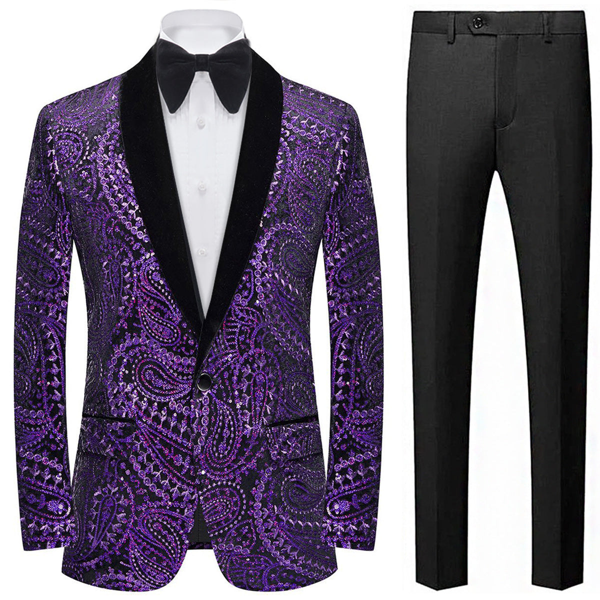 Blue Paisley Dark Purple Tuxedo