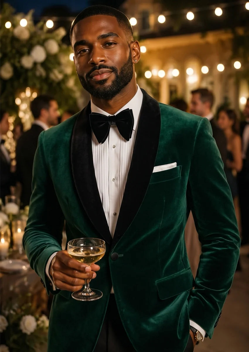 Men's Emerald Green Tuxedo Luxurious Velvet